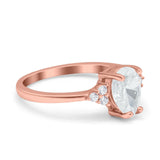 Teardrop Pear Art Deco Engagement Wedding Bridal Ring Round Simulated Cubic Zirconia Accent 925 Sterling Silver