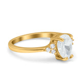 Teardrop Pear Art Deco Engagement Wedding Bridal Ring Round Simulated Cubic Zirconia Accent 925 Sterling Silver