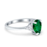 Teardrop Pear Art Deco Engagement Wedding Bridal Ring Round Simulated Cubic Zirconia Accent 925 Sterling Silver