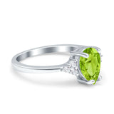 Teardrop Pear Art Deco Engagement Wedding Bridal Ring Round Simulated Cubic Zirconia Accent 925 Sterling Silver