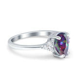 Teardrop Pear Art Deco Engagement Wedding Bridal Ring Round Simulated Cubic Zirconia Accent 925 Sterling Silver