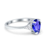 Teardrop Pear Art Deco Engagement Wedding Bridal Ring Round Simulated Cubic Zirconia Accent 925 Sterling Silver