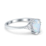 Teardrop Pear Art Deco Engagement Wedding Bridal Ring Round Simulated Cubic Zirconia Accent 925 Sterling Silver