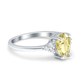 Teardrop Pear Art Deco Engagement Wedding Bridal Ring Round Simulated Cubic Zirconia Accent 925 Sterling Silver