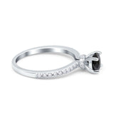 Art Deco Wedding Engagement Ring Simulated Cubic Zirconia Accent Vintage Bridal Ring Round 925 Sterling Silver