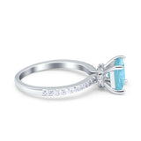Cushion Cut Art Deco Vintage Engagement Wedding Bridal Ring Round Simulated Cubic Zirconia Accent 925 Sterling Silver