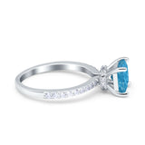 Cushion Cut Art Deco Vintage Engagement Wedding Bridal Ring Round Simulated Cubic Zirconia Accent 925 Sterling Silver