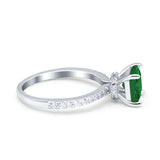Cushion Cut Art Deco Vintage Engagement Wedding Bridal Ring Round Simulated Cubic Zirconia Accent 925 Sterling Silver
