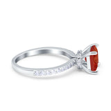 Cushion Cut Art Deco Vintage Engagement Wedding Bridal Ring Round Simulated Cubic Zirconia Accent 925 Sterling Silver