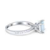 Cushion Cut Art Deco Vintage Engagement Wedding Bridal Ring Round Simulated Cubic Zirconia Accent 925 Sterling Silver