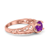 Art Deco Filigree Wedding Engagement Bridal Ring Round Simulated Cubic Zirconia 925 Sterling Silver
