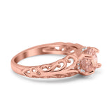 Art Deco Filigree Wedding Engagement Bridal Ring Round Simulated Cubic Zirconia 925 Sterling Silver