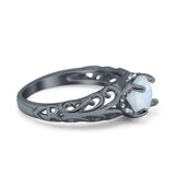 Art Deco Filigree Wedding Engagement Bridal Ring Round Simulated Cubic Zirconia 925 Sterling Silver