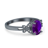 Butterfly Oval Art Deco Engagement Wedding Ring Round Simulated Cubic Zirconia 925 Sterling Silver