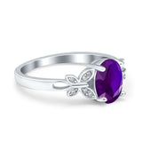 Butterfly Oval Art Deco Engagement Wedding Ring Round Simulated Cubic Zirconia 925 Sterling Silver
