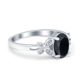Butterfly Oval Art Deco Engagement Wedding Ring Round Simulated Cubic Zirconia 925 Sterling Silver