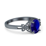 Butterfly Oval Art Deco Engagement Wedding Ring Round Simulated Cubic Zirconia 925 Sterling Silver