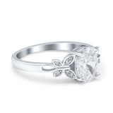 Butterfly Oval Art Deco Engagement Wedding Ring Round Simulated Cubic Zirconia 925 Sterling Silver