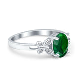Butterfly Oval Art Deco Engagement Wedding Ring Round Simulated Cubic Zirconia 925 Sterling Silver