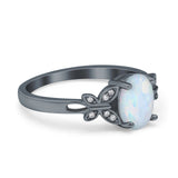 Butterfly Oval Art Deco Engagement Wedding Ring Round Simulated Cubic Zirconia 925 Sterling Silver