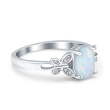 Butterfly Oval Art Deco Engagement Wedding Ring Round Simulated Cubic Zirconia 925 Sterling Silver