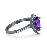 Teardrop Pear Art Deco Wedding Ring Simulated Cubic Zirconia 925 Sterling Silver