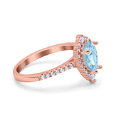 Teardrop Pear Art Deco Wedding Ring Simulated Cubic Zirconia 925 Sterling Silver