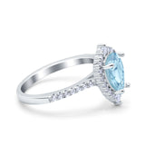 Teardrop Pear Art Deco Wedding Ring Simulated Cubic Zirconia 925 Sterling Silver