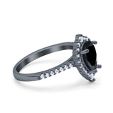 Teardrop Pear Art Deco Wedding Ring Simulated Cubic Zirconia 925 Sterling Silver