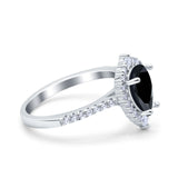 Teardrop Pear Art Deco Wedding Ring Simulated Cubic Zirconia 925 Sterling Silver