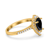 Teardrop Pear Art Deco Wedding Ring Simulated Cubic Zirconia 925 Sterling Silver