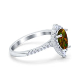 Teardrop Pear Art Deco Wedding Ring Simulated Cubic Zirconia 925 Sterling Silver