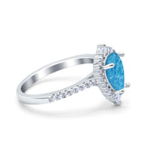 Teardrop Pear Art Deco Wedding Ring Simulated Cubic Zirconia 925 Sterling Silver