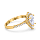 Teardrop Pear Art Deco Wedding Ring Simulated Cubic Zirconia 925 Sterling Silver