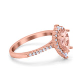 Teardrop Pear Art Deco Wedding Ring Simulated Cubic Zirconia 925 Sterling Silver