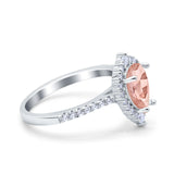 Teardrop Pear Art Deco Wedding Ring Simulated Cubic Zirconia 925 Sterling Silver