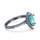 Teardrop Pear Art Deco Wedding Ring Simulated Cubic Zirconia 925 Sterling Silver