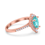 Teardrop Pear Art Deco Wedding Ring Simulated Cubic Zirconia 925 Sterling Silver