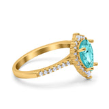 Teardrop Pear Art Deco Wedding Ring Simulated Cubic Zirconia 925 Sterling Silver