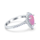 Teardrop Pear Art Deco Wedding Ring Simulated Cubic Zirconia 925 Sterling Silver