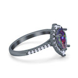 Teardrop Pear Art Deco Wedding Ring Simulated Cubic Zirconia 925 Sterling Silver