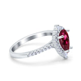 Teardrop Pear Art Deco Wedding Ring Simulated Cubic Zirconia 925 Sterling Silver