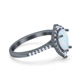 Teardrop Pear Art Deco Wedding Ring Simulated Cubic Zirconia 925 Sterling Silver