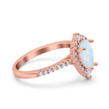 Teardrop Pear Art Deco Wedding Ring Simulated Cubic Zirconia 925 Sterling Silver