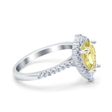 Teardrop Pear Art Deco Wedding Ring Simulated Cubic Zirconia 925 Sterling Silver