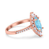 Halo Marquise Art Deco Wedding Ring Simulated Cubic Zirconia 925 Sterling Silver