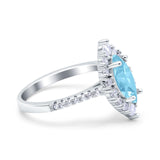 Halo Marquise Art Deco Wedding Ring Simulated Cubic Zirconia 925 Sterling Silver