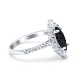 Halo Marquise Art Deco Wedding Ring Simulated Cubic Zirconia 925 Sterling Silver