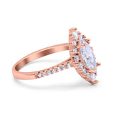 Halo Marquise Art Deco Wedding Ring Simulated Cubic Zirconia 925 Sterling Silver