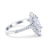 Halo Marquise Art Deco Wedding Ring Simulated Cubic Zirconia 925 Sterling Silver